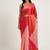 Red printed satin saree with blouse piece