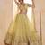 Lemon Yellow Net Zari Embroidered Sequins Beads Lehenga Wedding Wear For Women's 