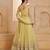 Lemon Yellow Net Zari Embroidered Sequins Beads Lehenga Wedding Wear For Women's 