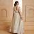 Off White Net Zari Embroidered Sequins Beads Lehenga Wedding Wear