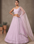 Elegant Lavender Mirror Work Lehenga Choli for Women with Soft Net Dupatta