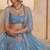 Mint Blue Net Zari Embroidered Sequins Beads Lehenga Wedding Wear