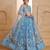 Mint Blue Net Zari Embroidered Sequins Beads Lehenga Wedding Wear
