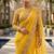 Yellow Floral Embroidered Designer Saree for Women