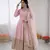 Womens new pastel pink solid anarkali kurta with heavy embroidered border gown set
