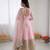 Womens new  pastel pink solid anarkali kurta with heavy embroidered border gown set