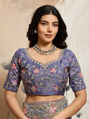 Purple Floral Embroidered Designer Saree for Women 3