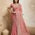 Peach Floral Embroidered Designer Saree for Women