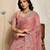 Peach Floral Embroidered Designer Saree for Women