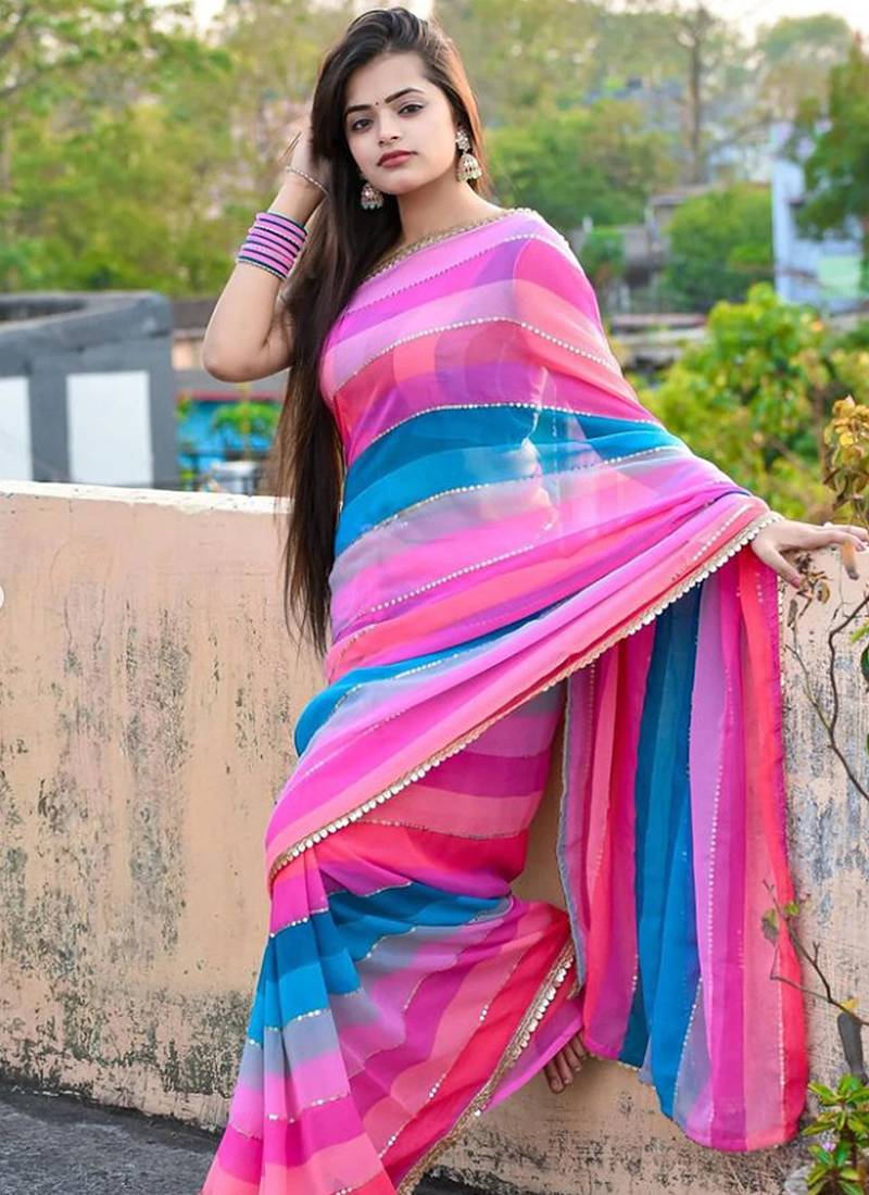 Multicolor georgette saree