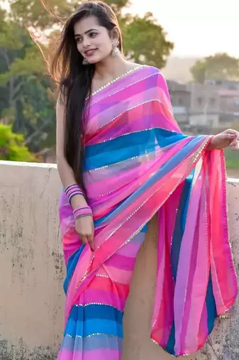 Multicolor georgette saree
