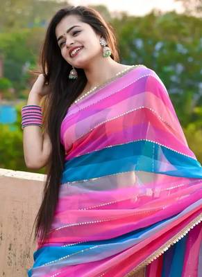 Multicolor georgette saree 3
