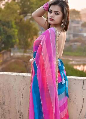 Multicolor georgette saree 4