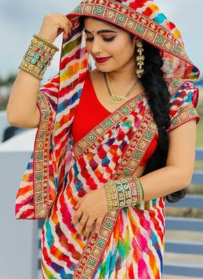 Multicolor georgette saree 3