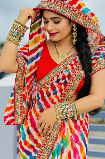 Multicolor georgette saree