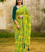 Yellow georgette saree