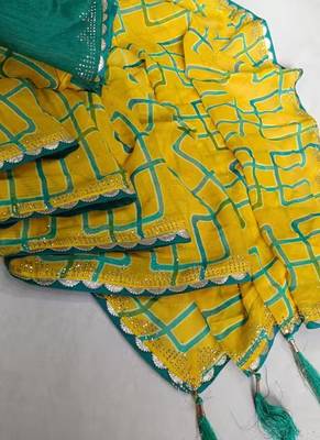 Yellow georgette saree 2