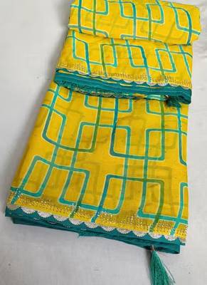 Yellow georgette saree 3