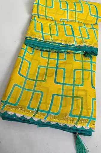 Yellow georgette saree