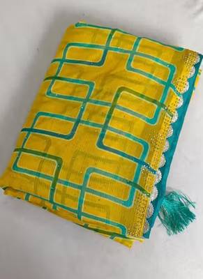 Yellow georgette saree 4