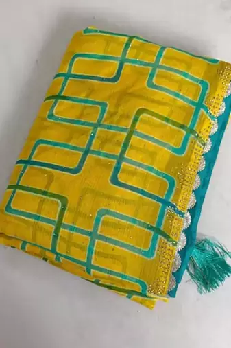 Yellow georgette saree