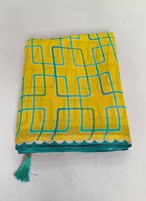 Yellow georgette saree 5