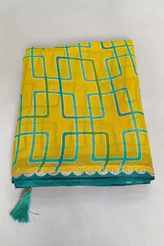 Yellow georgette saree
