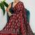 Maroon japan devsena satin saree japan satin digital print blouse