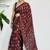 Maroon japan devsena satin saree japan satin digital print blouse