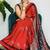 Red japan devsena satin saree japan satin digital print blouse