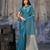 teal blue pure satin handloom weaving saree with blouse