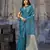 teal blue pure satin handloom weaving saree with blouse