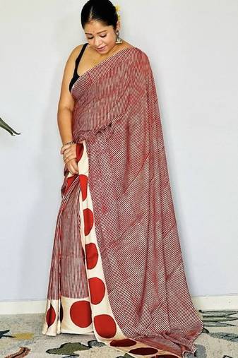 Multicolor japan devsena satin saree japan satin digital print blouse