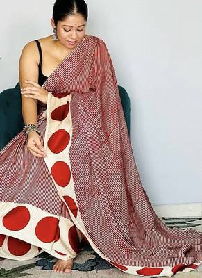 Multicolor japan satin saree with digital print blouse 2