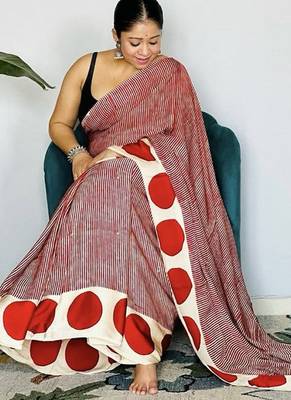 Multicolor japan satin saree with digital print blouse 3