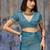 teal blue pure satin handloom weaving saree with blouse