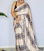Off-White japan devsena satin saree japan satin digital print blouse