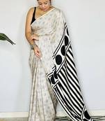 Off-White japan devsena satin saree japan satin digital print blouse