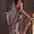 Multicolor japan satin saree with digital print blouse