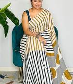 Multicolor japan satin saree with digital print blouse