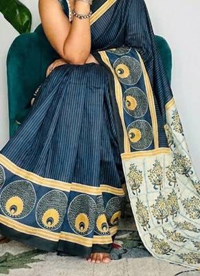 Multicolor japan satin saree with digital print blouse 2