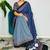Multicolor japan satin saree with digital print blouse