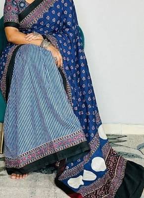Multicolor japan satin saree with digital print blouse 2