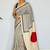 Off-White japan satin saree with digital print blouse