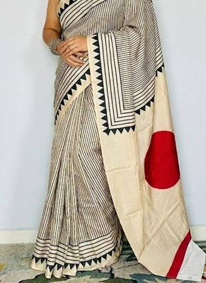 Off-White japan satin saree with digital print blouse 2