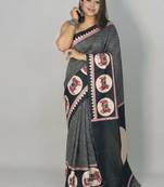 Black japan devsena satin saree japan satin digital print blouse
