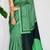 Green japan satin saree with digital print blouse