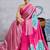 Pink japan devsena satin saree japan satin digital print blouse