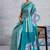 Sky blue japan devsena satin saree japan satin digital print blouse