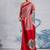 Red japan devsena satin saree japan satin digital print blouse
